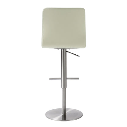 Paddy Light Grey Vegan Leather on Silver Adjustable Stool - Skandi London