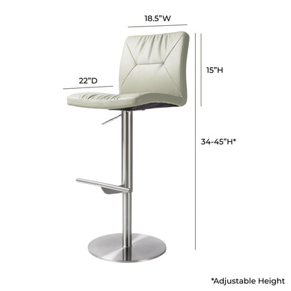 Paddy Light Grey Vegan Leather on Silver Adjustable Stool - Skandi London