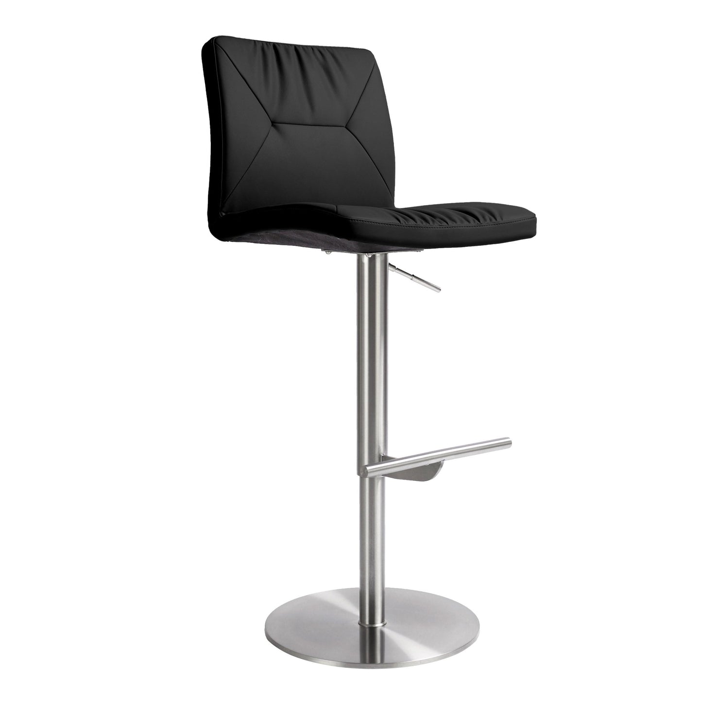 Paddy Black Vegan Leather on Silver Adjustable Stool - Skandi London