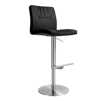 Paddy Black Vegan Leather on Silver Adjustable Stool - Skandi London