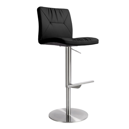 Paddy Black Vegan Leather on Silver Adjustable Stool - Skandi London