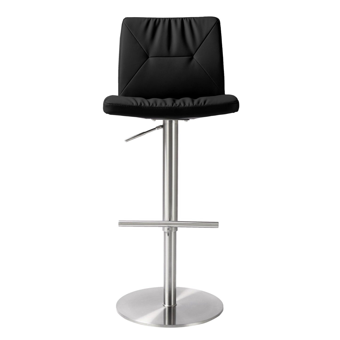 Paddy Black Vegan Leather on Silver Adjustable Stool - Skandi London