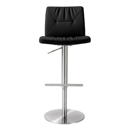 Paddy Black Vegan Leather on Silver Adjustable Stool - Skandi London