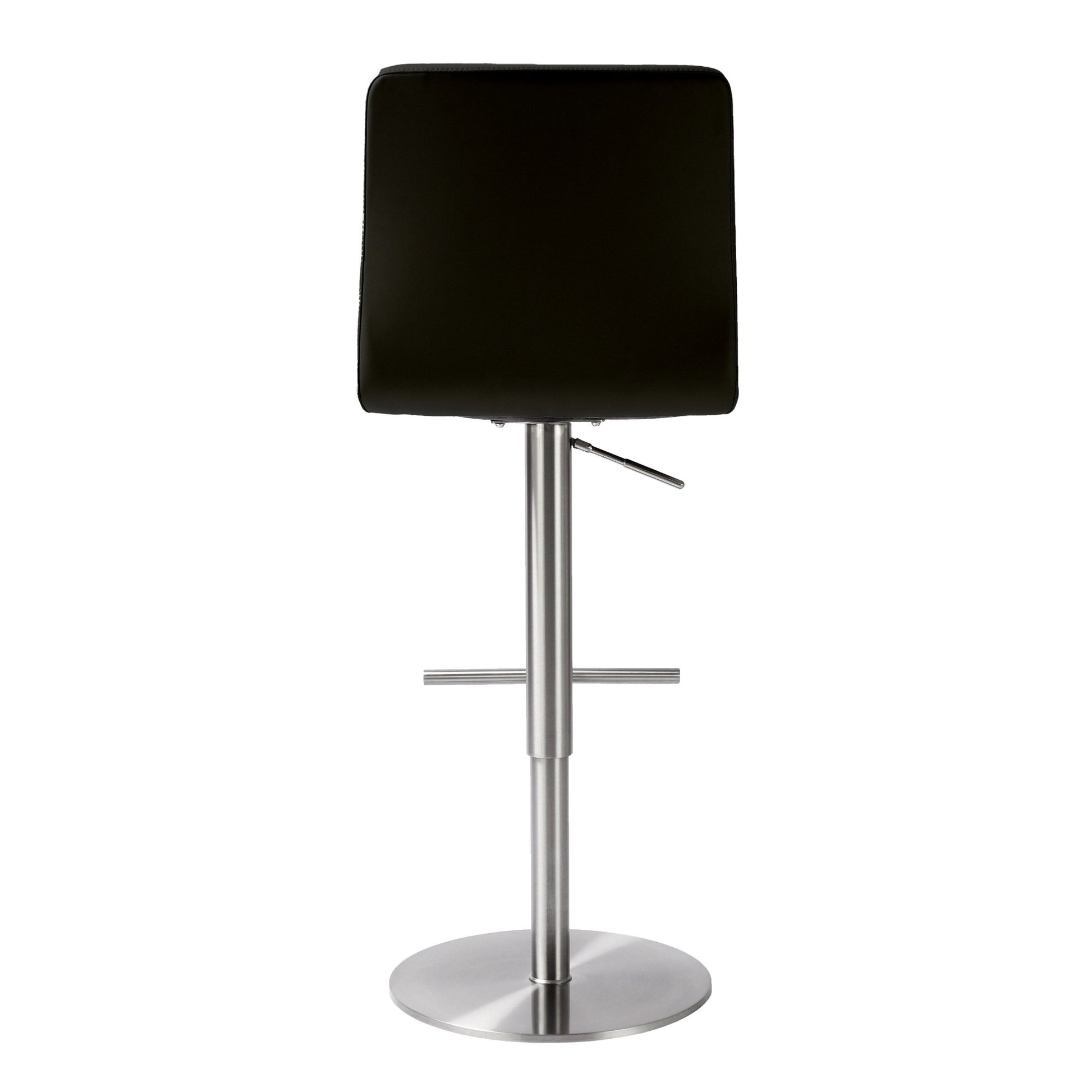 Paddy Black Vegan Leather on Silver Adjustable Stool - Skandi London