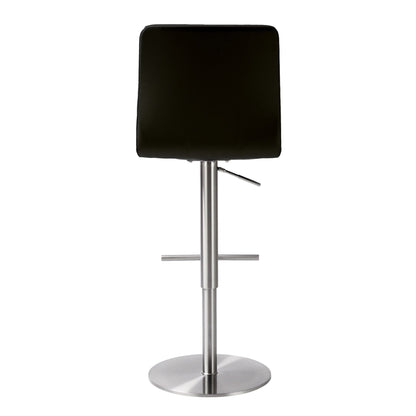 Paddy Black Vegan Leather on Silver Adjustable Stool - Skandi London