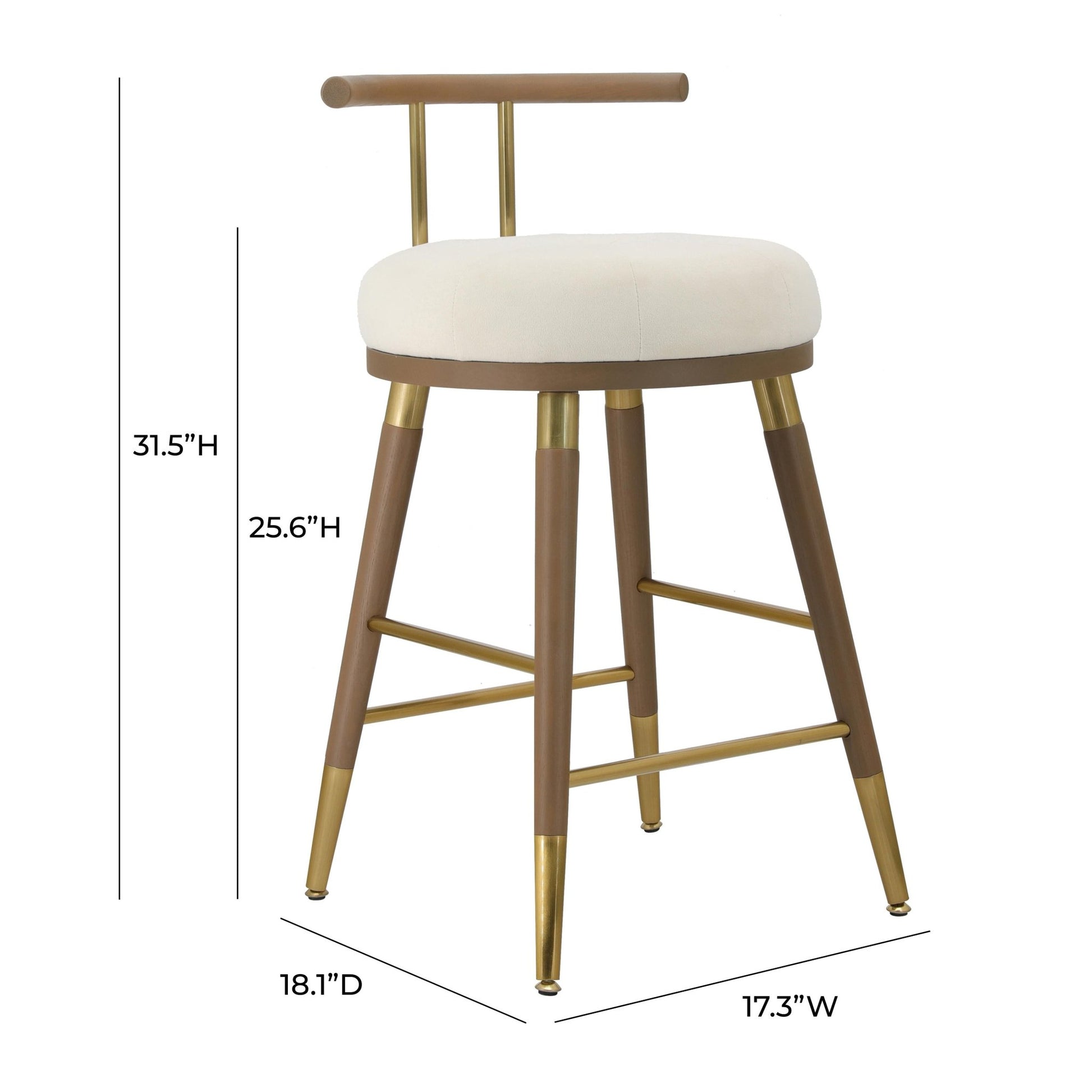 Juniper Cream Velvet Counter Stool - Skandi London