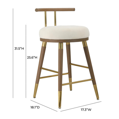 Juniper Cream Velvet Counter Stool - Skandi London