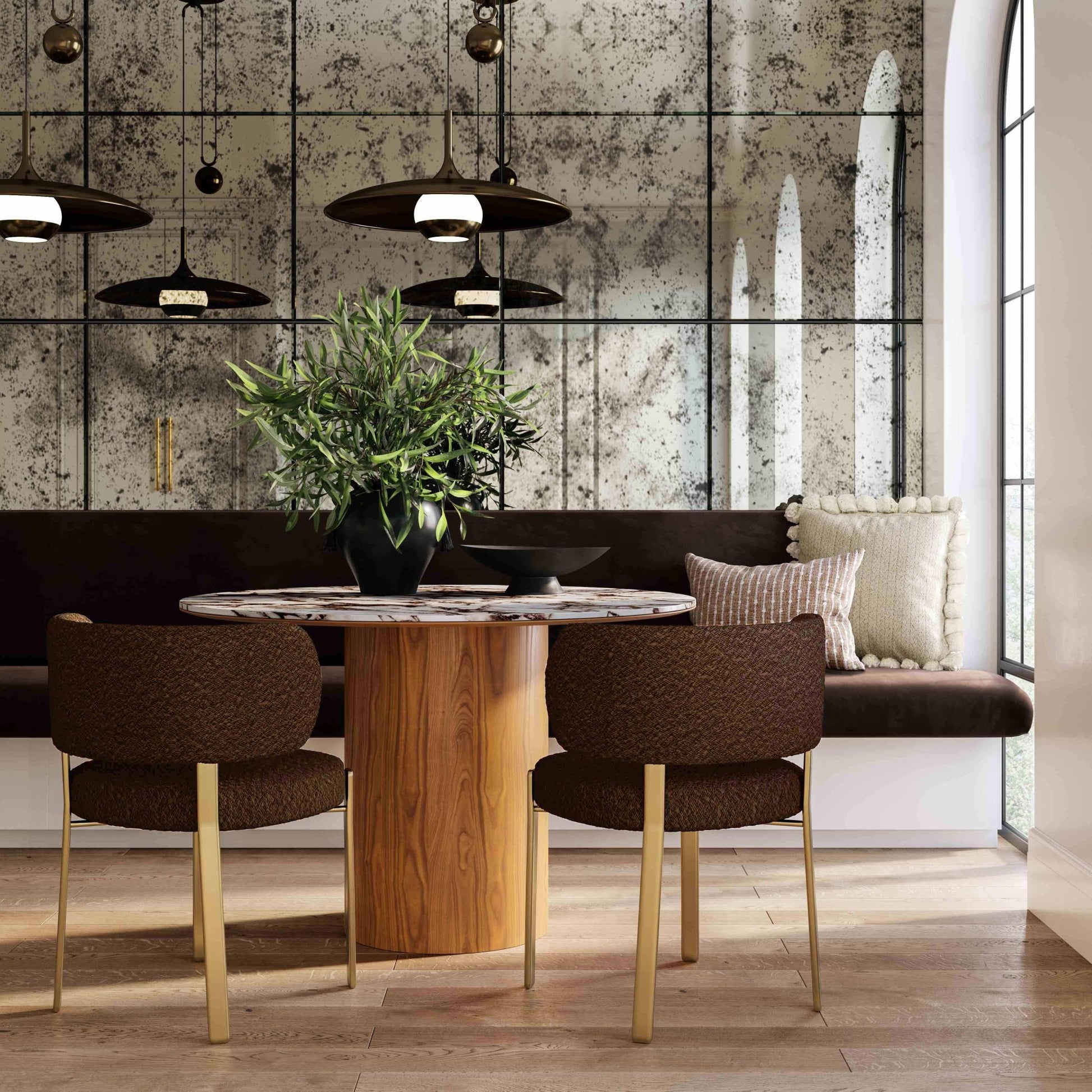 Margaret Chocolate Brown Boucle Dining Chair - Skandi London