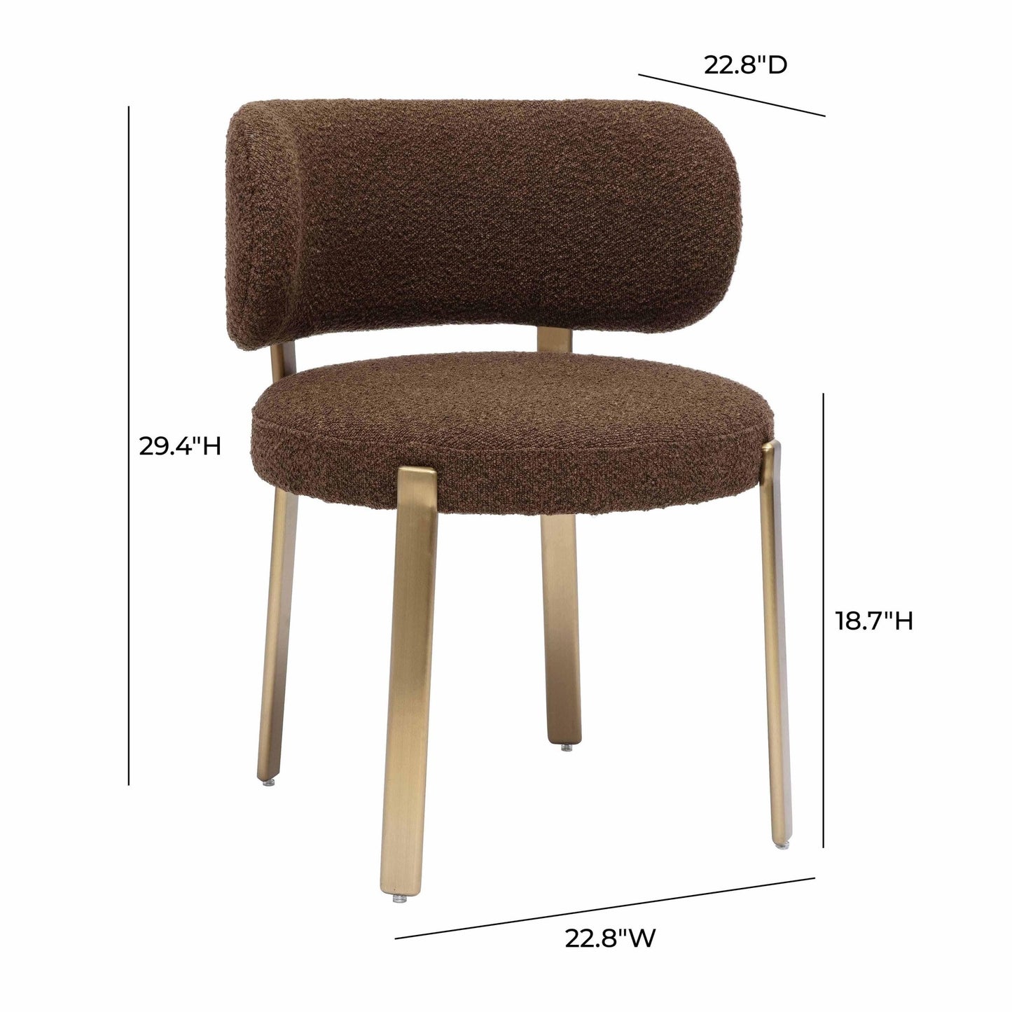 Margaret Chocolate Brown Boucle Dining Chair - Skandi London