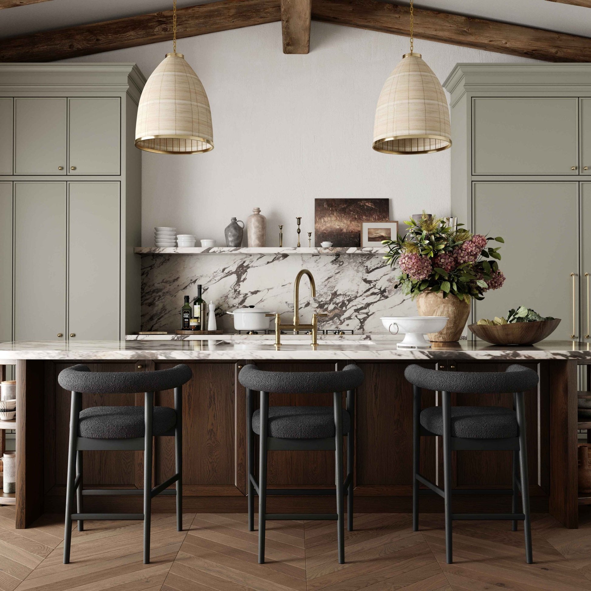 Spara Black Boucle Counter Stool - Skandi London