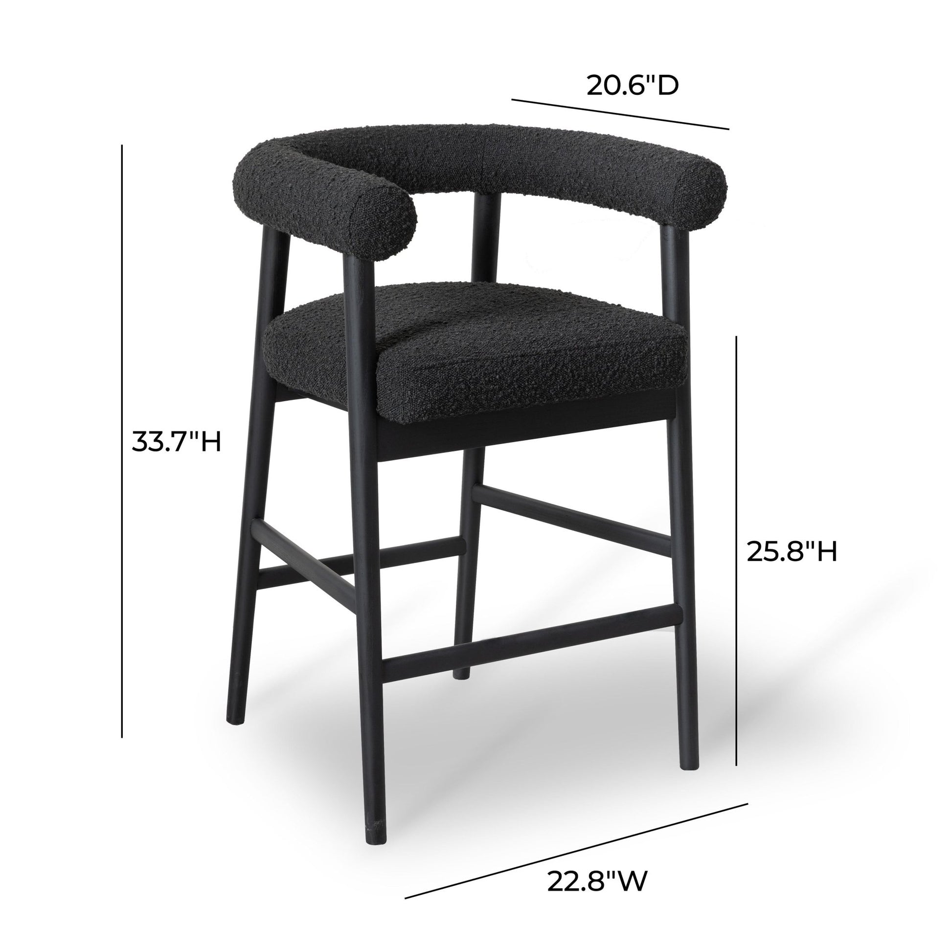 Spara Black Boucle Counter Stool - Skandi London