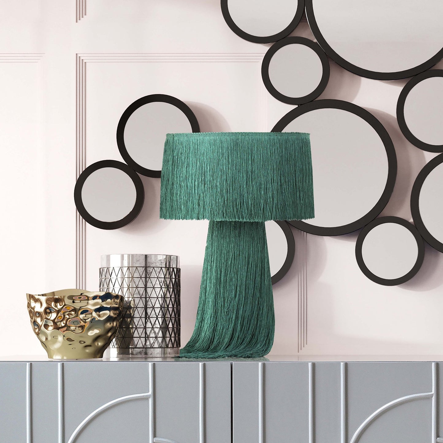 Atolla Emerald Tassel Table Lamp - Skandi London