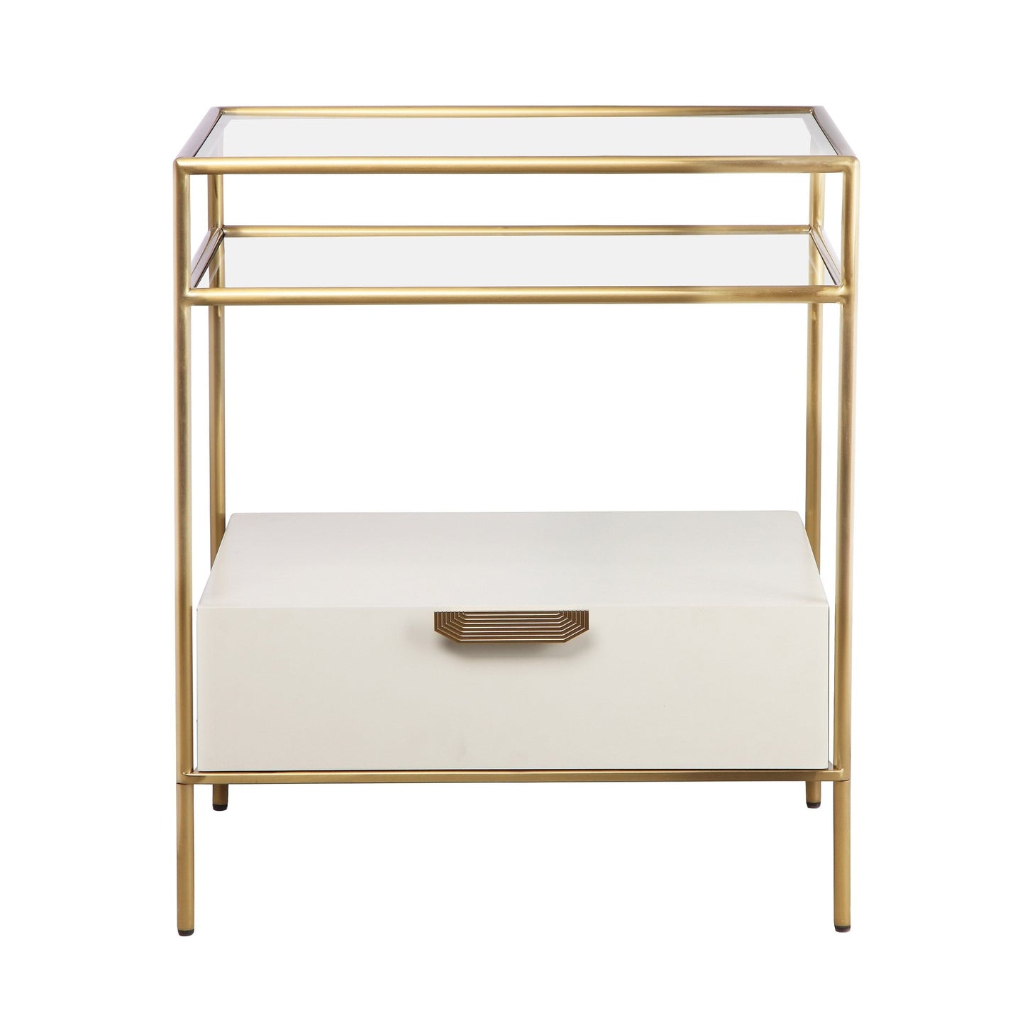 Darla Cream Glass Nightstand - Skandi London