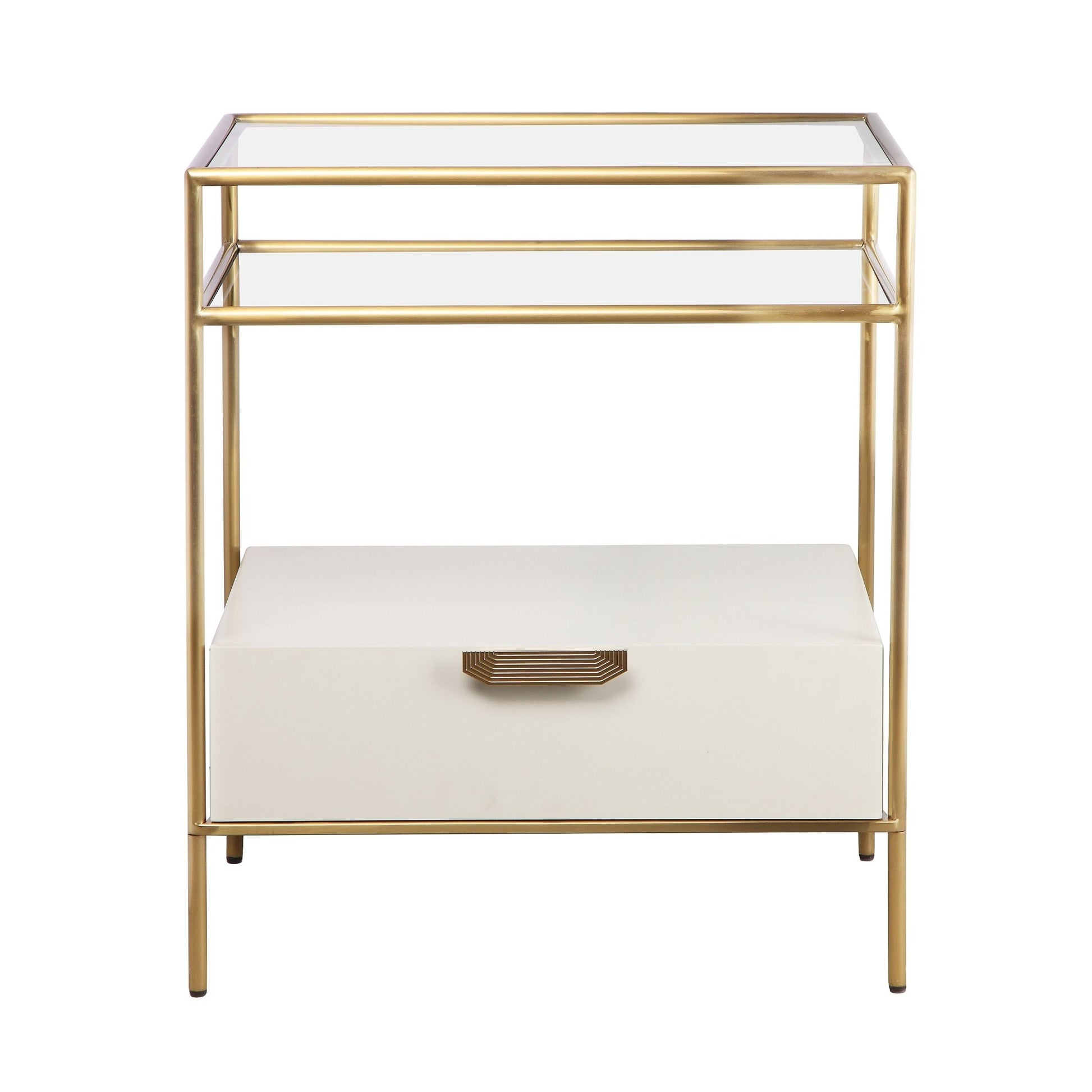 Darla Cream Glass Nightstand - Skandi London
