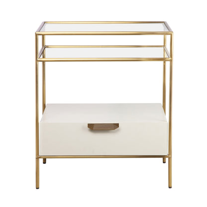 Darla Cream Glass Nightstand - Skandi London