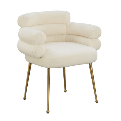 Dente Cream Faux Sheepskin Dining Chair - Skandi London