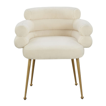 Dente Cream Faux Sheepskin Dining Chair - Skandi London