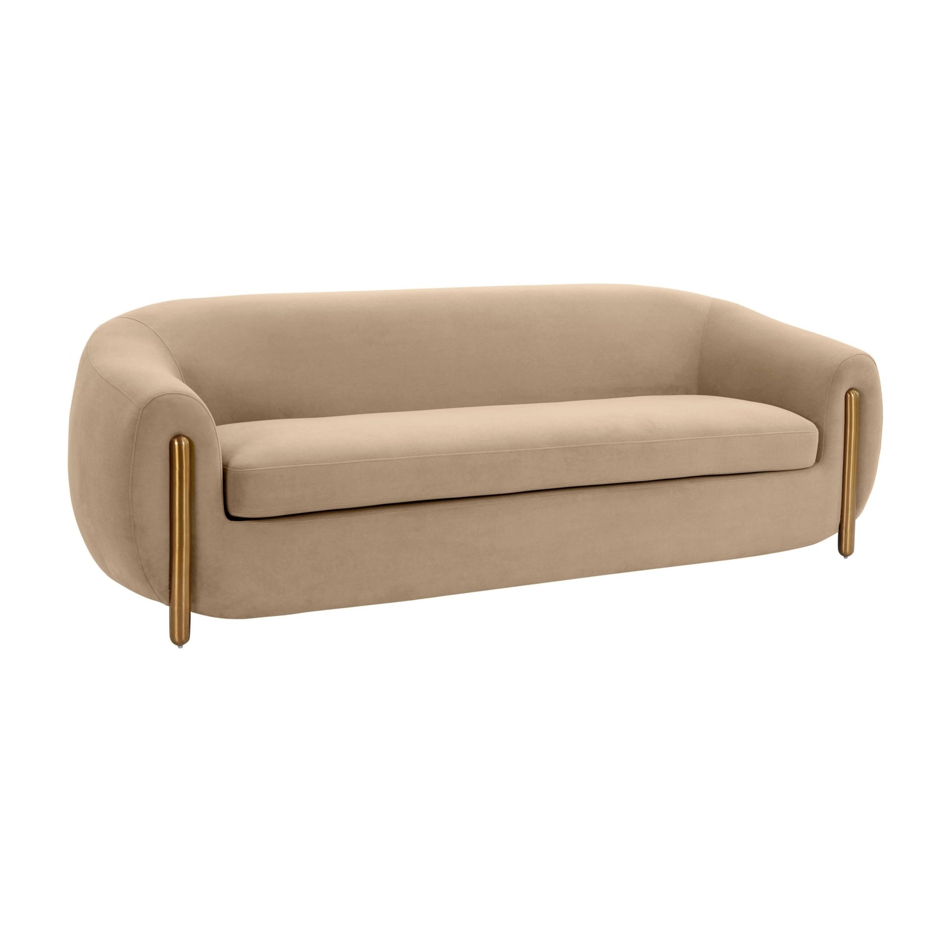 Lina Cafe Au Lait Brown Velvet Sofa - Skandi London
