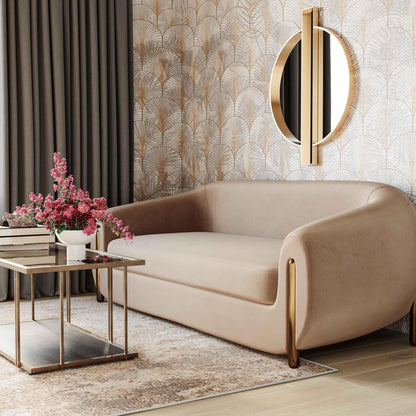 Lina Cafe Au Lait Brown Velvet Sofa - Skandi London