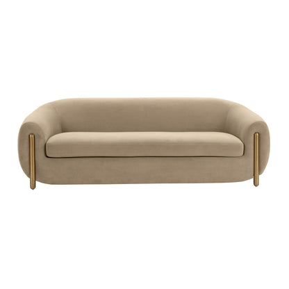 Lina Cafe Au Lait Brown Velvet Sofa - Skandi London