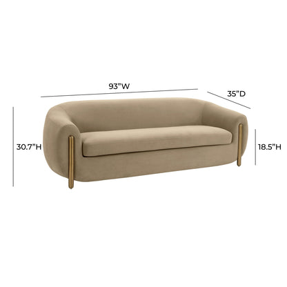 Lina Cafe Au Lait Brown Velvet Sofa - Skandi London