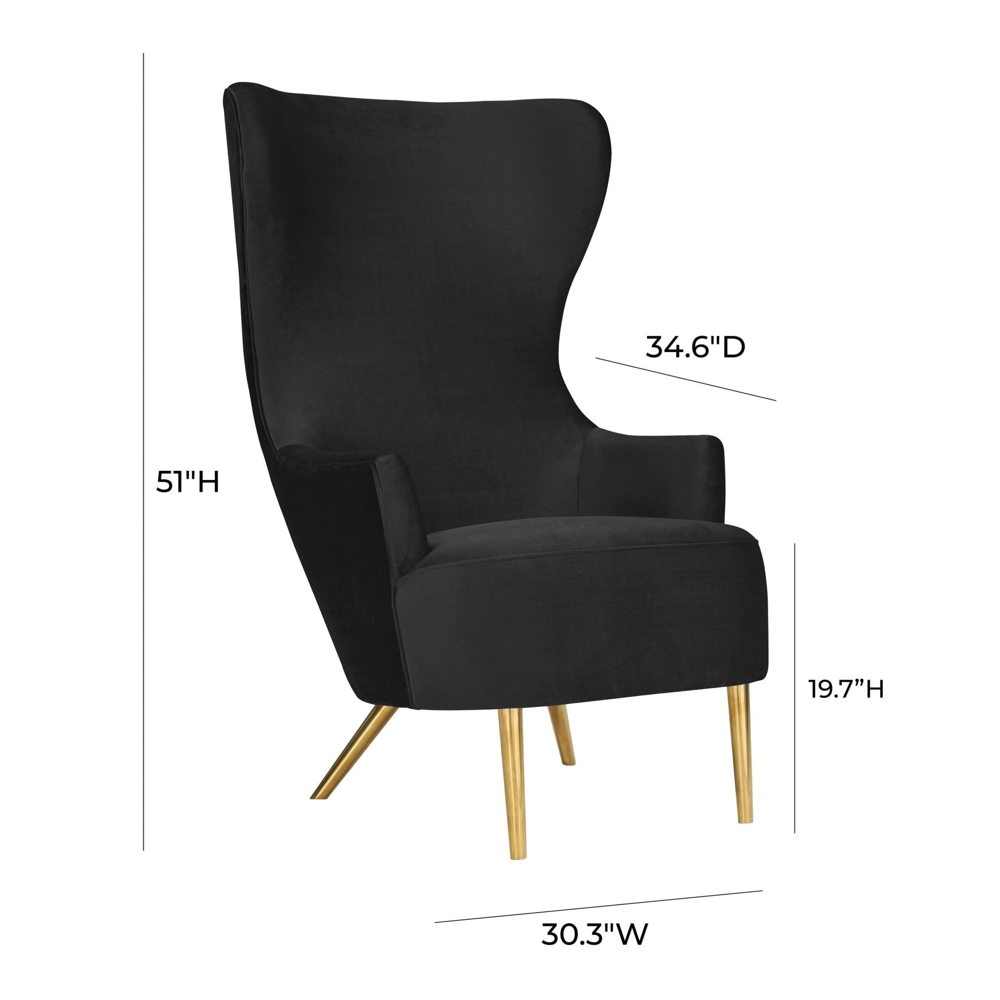 Julia Black Velvet Wingback Chair - Skandi London