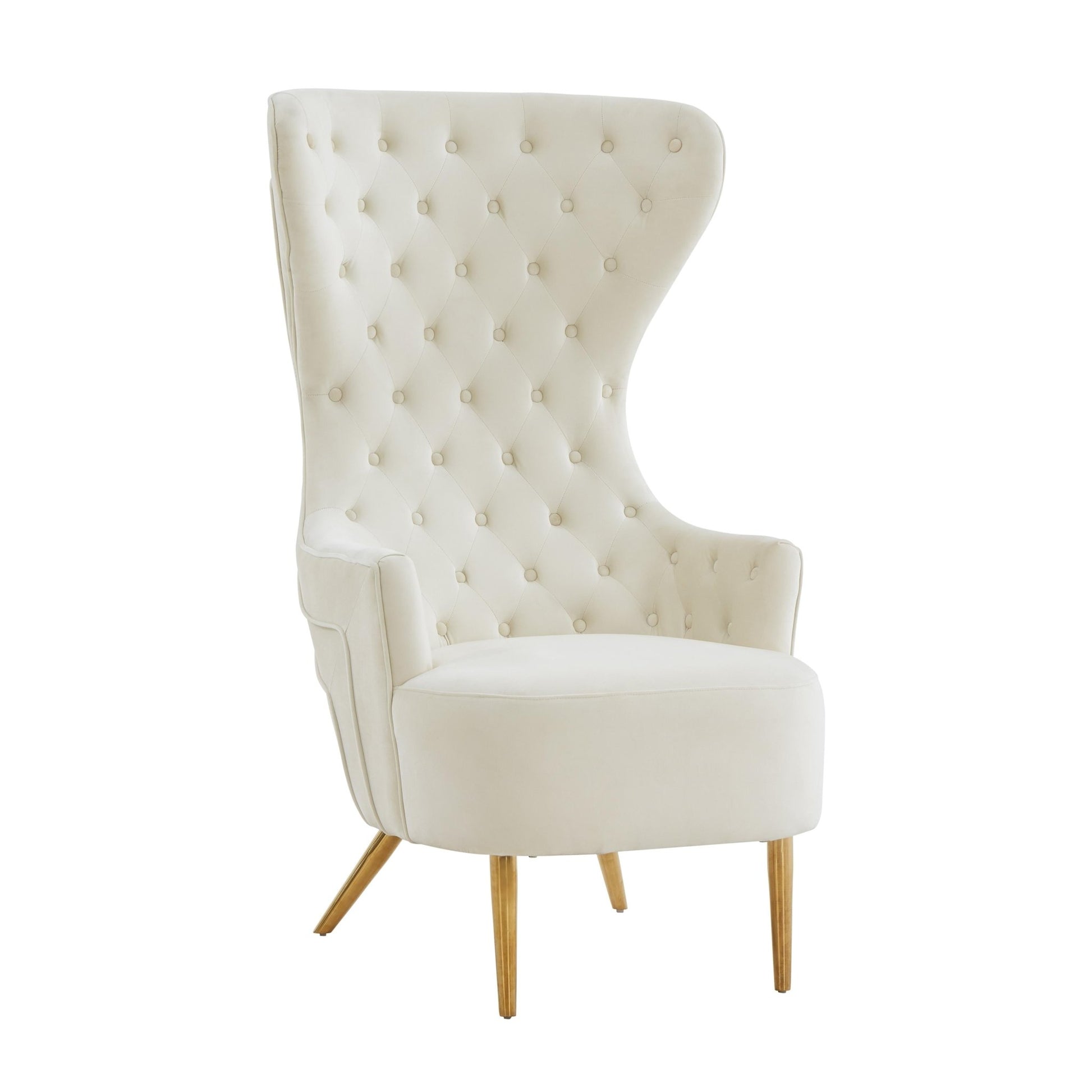 Jezebel Cream Velvet Wingback Chair - Skandi London