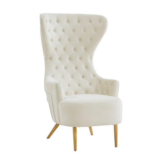 Jezebel Cream Velvet Wingback Chair - Skandi London