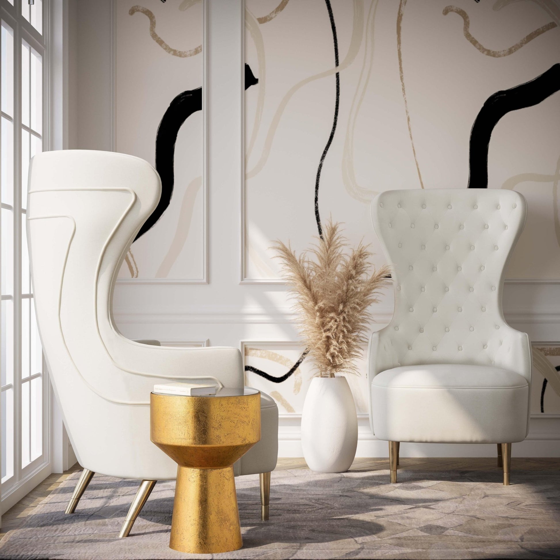 Jezebel Cream Velvet Wingback Chair - Skandi London