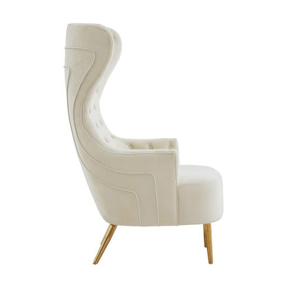 Jezebel Cream Velvet Wingback Chair - Skandi London
