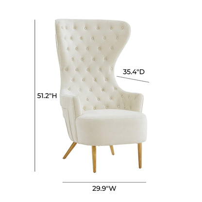 Jezebel Cream Velvet Wingback Chair - Skandi London