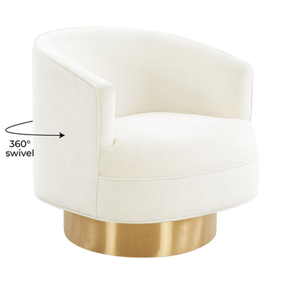 Stella Cream Velvet Swivel Chair - Skandi London