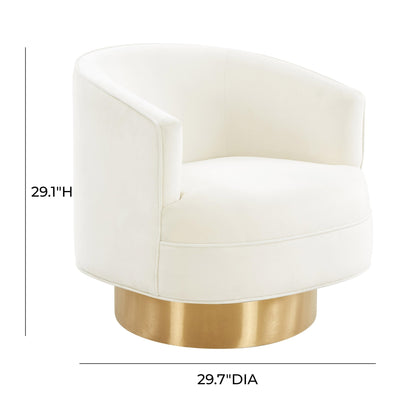 Stella Cream Velvet Swivel Chair - Skandi London