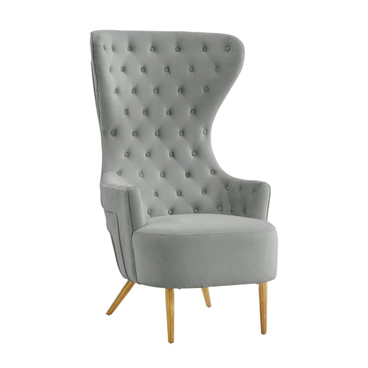 Jezebel Grey Velvet Wingback Chair - Skandi London