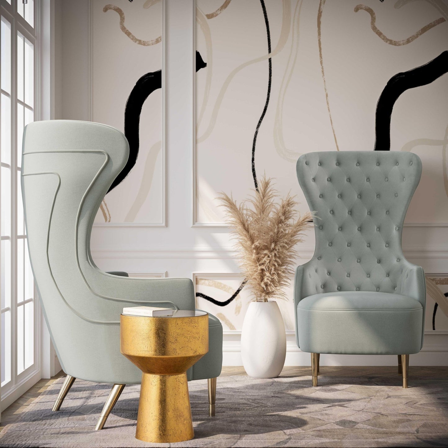 Jezebel Grey Velvet Wingback Chair - Skandi London