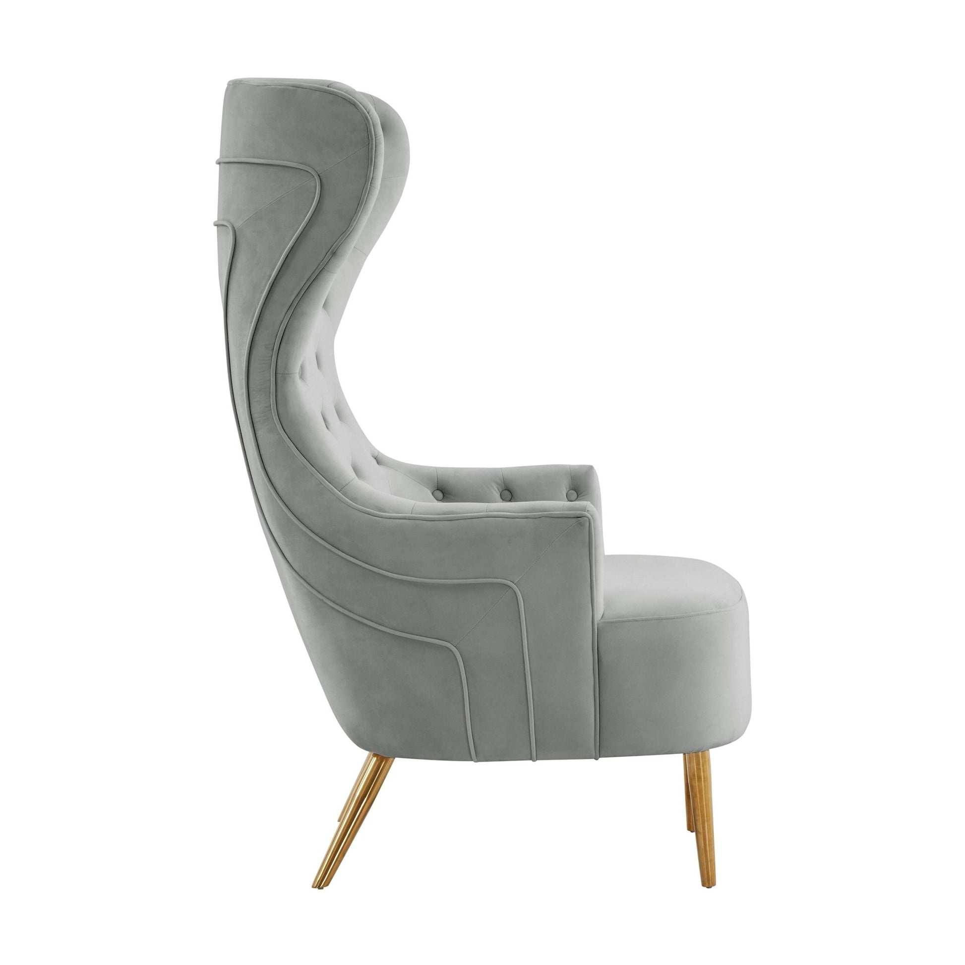 Jezebel Grey Velvet Wingback Chair - Skandi London