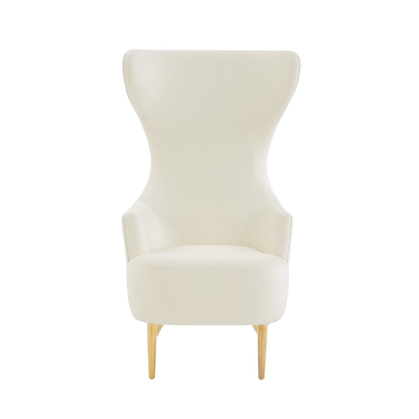 Julia Cream Velvet Channel Tufted Wingback Chair - Skandi London