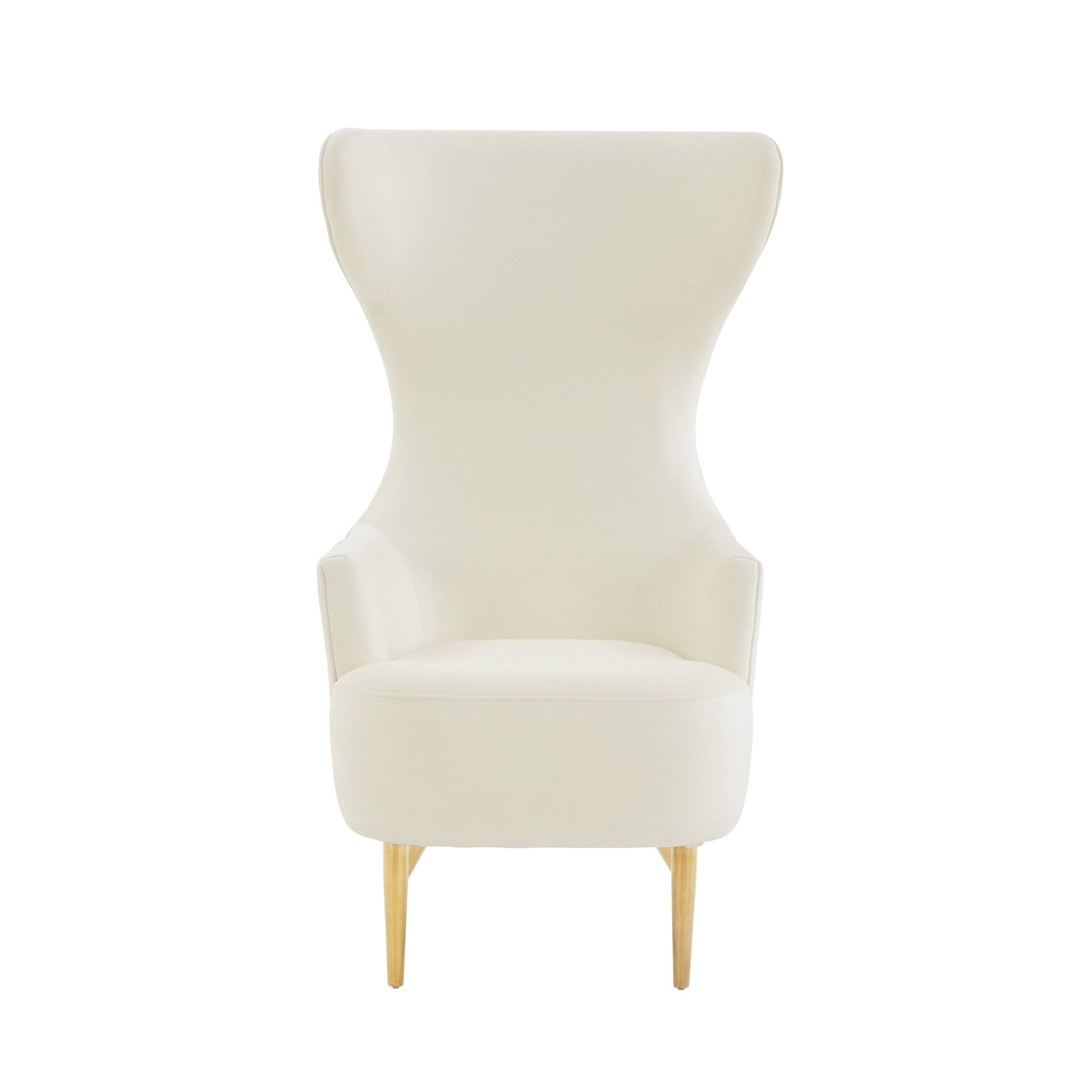 Julia Cream Velvet Channel Tufted Wingback Chair - Skandi London