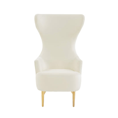 Julia Cream Velvet Channel Tufted Wingback Chair - Skandi London