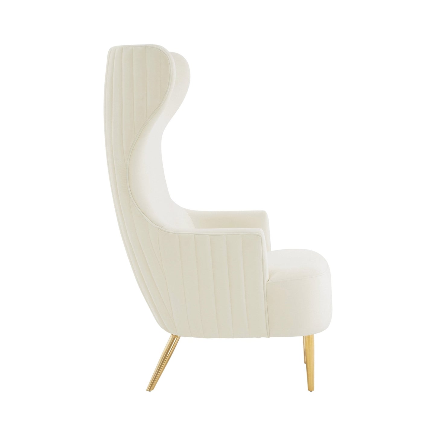 Julia Cream Velvet Channel Tufted Wingback Chair - Skandi London