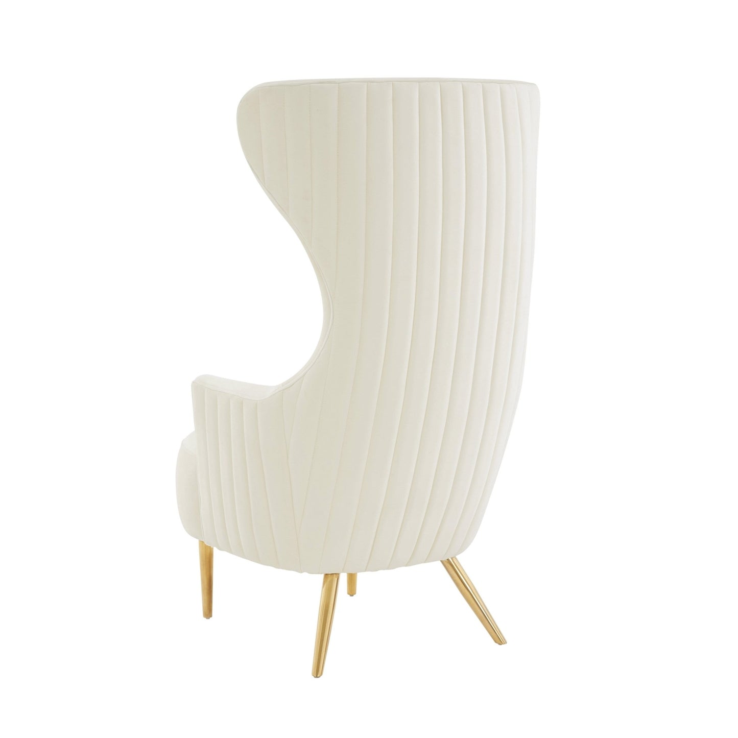 Julia Cream Velvet Channel Tufted Wingback Chair - Skandi London