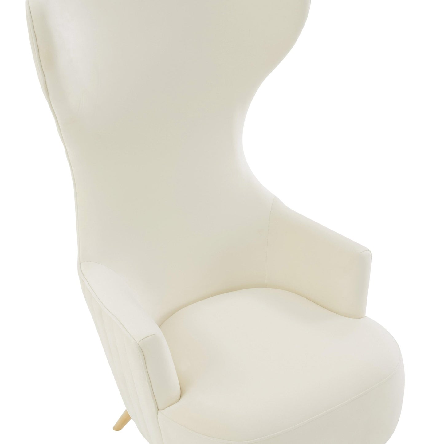 Julia Cream Velvet Channel Tufted Wingback Chair - Skandi London