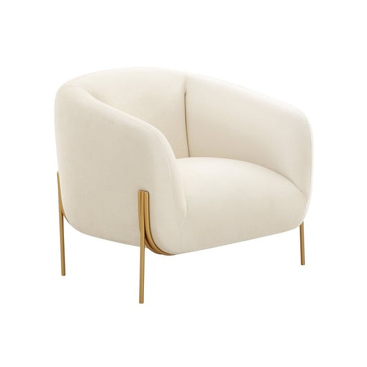 Kandra Cream Velvet Accent Chair - Skandi London