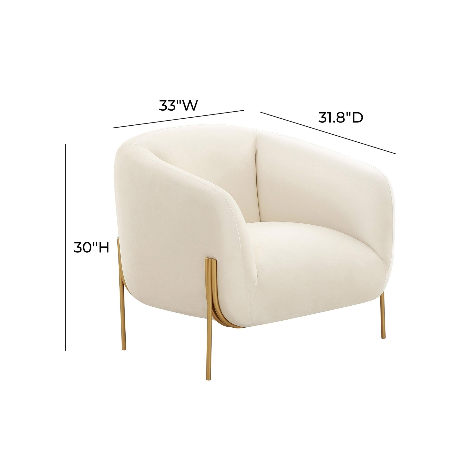 Kandra Cream Velvet Accent Chair - Skandi London
