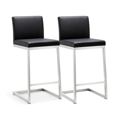 Parma Black Stainless Steel Counter Stool Set of 2 - Skandi London