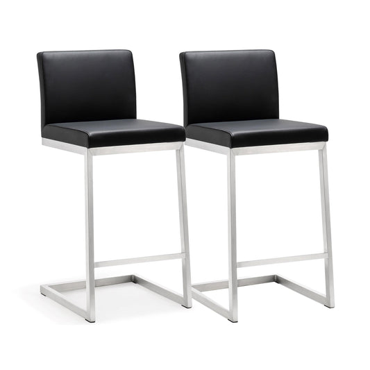Parma Black Stainless Steel Counter Stool Set of 2 - Skandi London