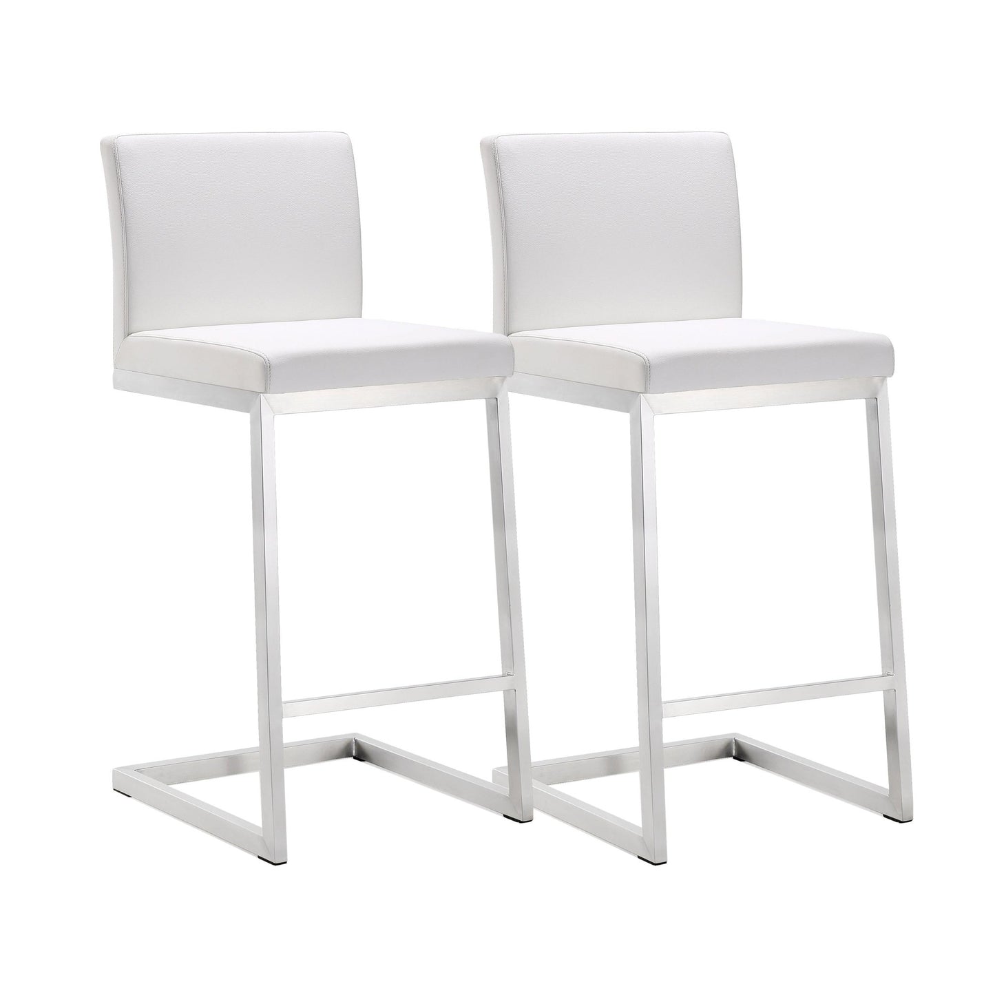 Parma White Stainless Steel Counter Stool Set of 2 - Skandi London