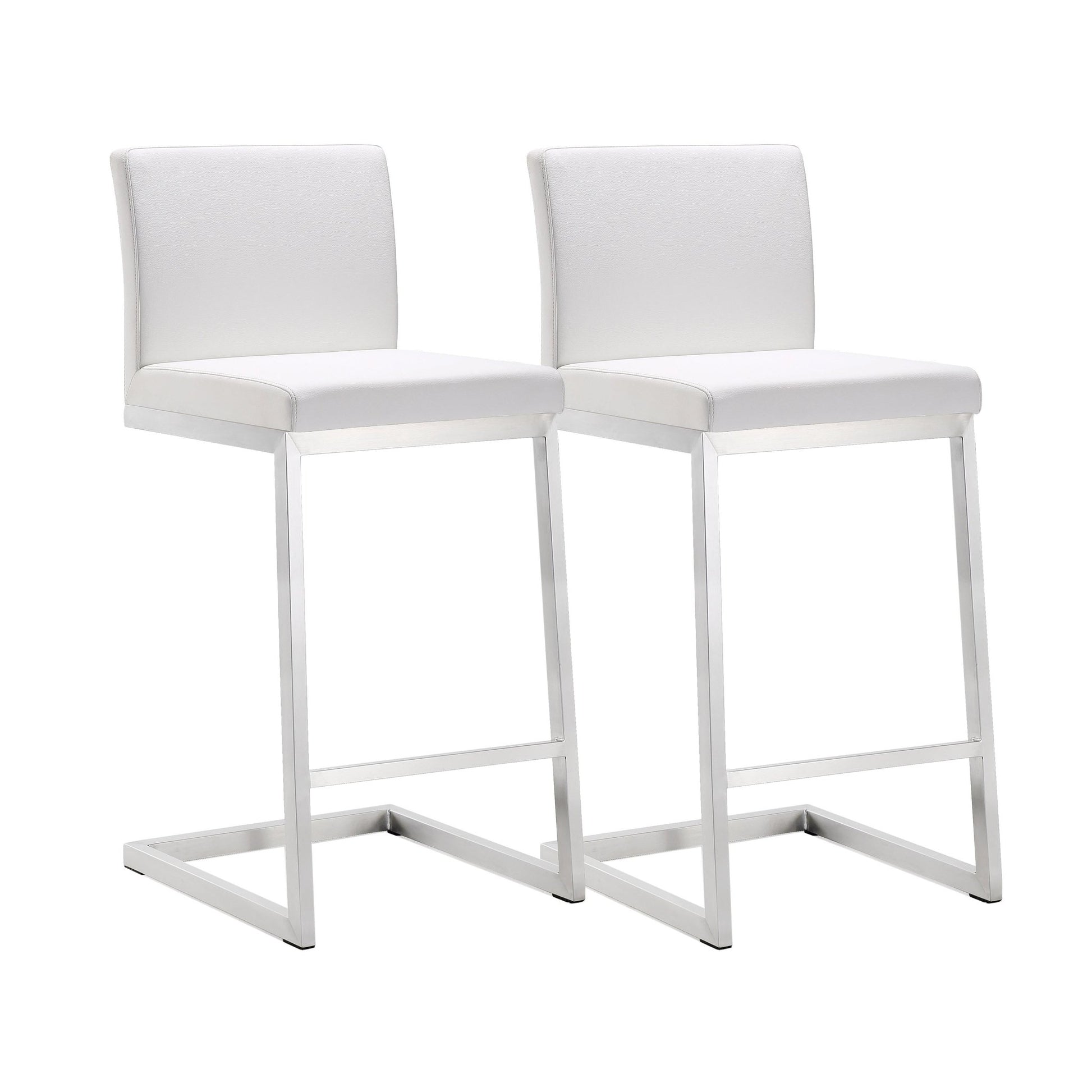 Parma White Stainless Steel Counter Stool Set of 2 - Skandi London