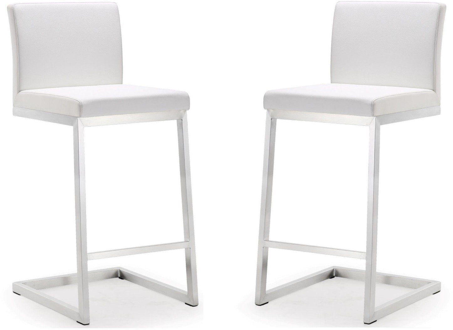 Parma White Stainless Steel Counter Stool Set of 2 - Skandi London
