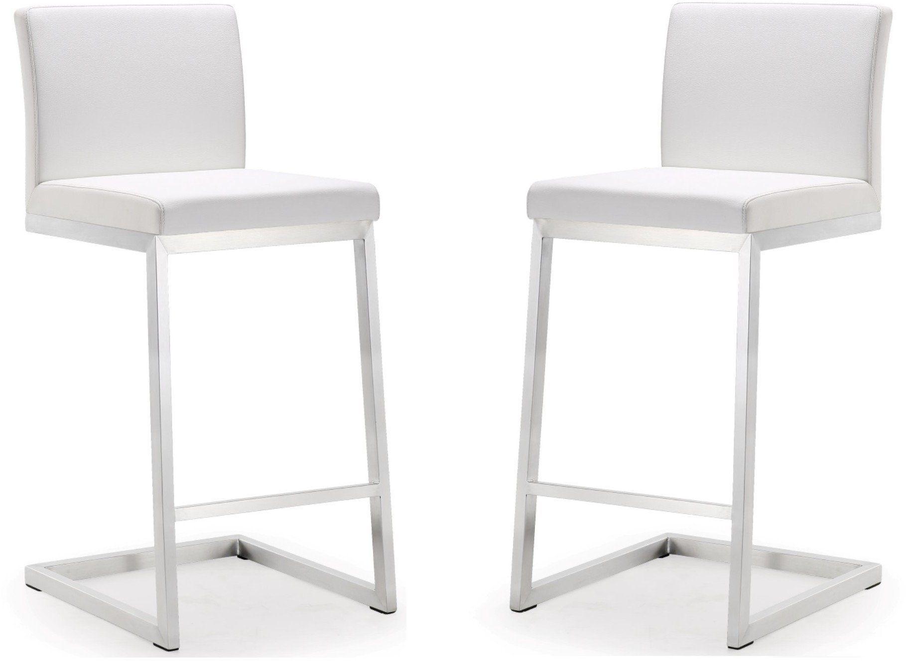 Parma White Stainless Steel Counter Stool Set of 2 - Skandi London